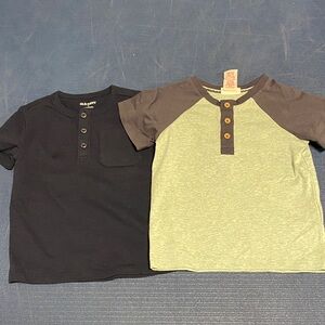 Old Navy Kids' Black and Light Green Henley Tees